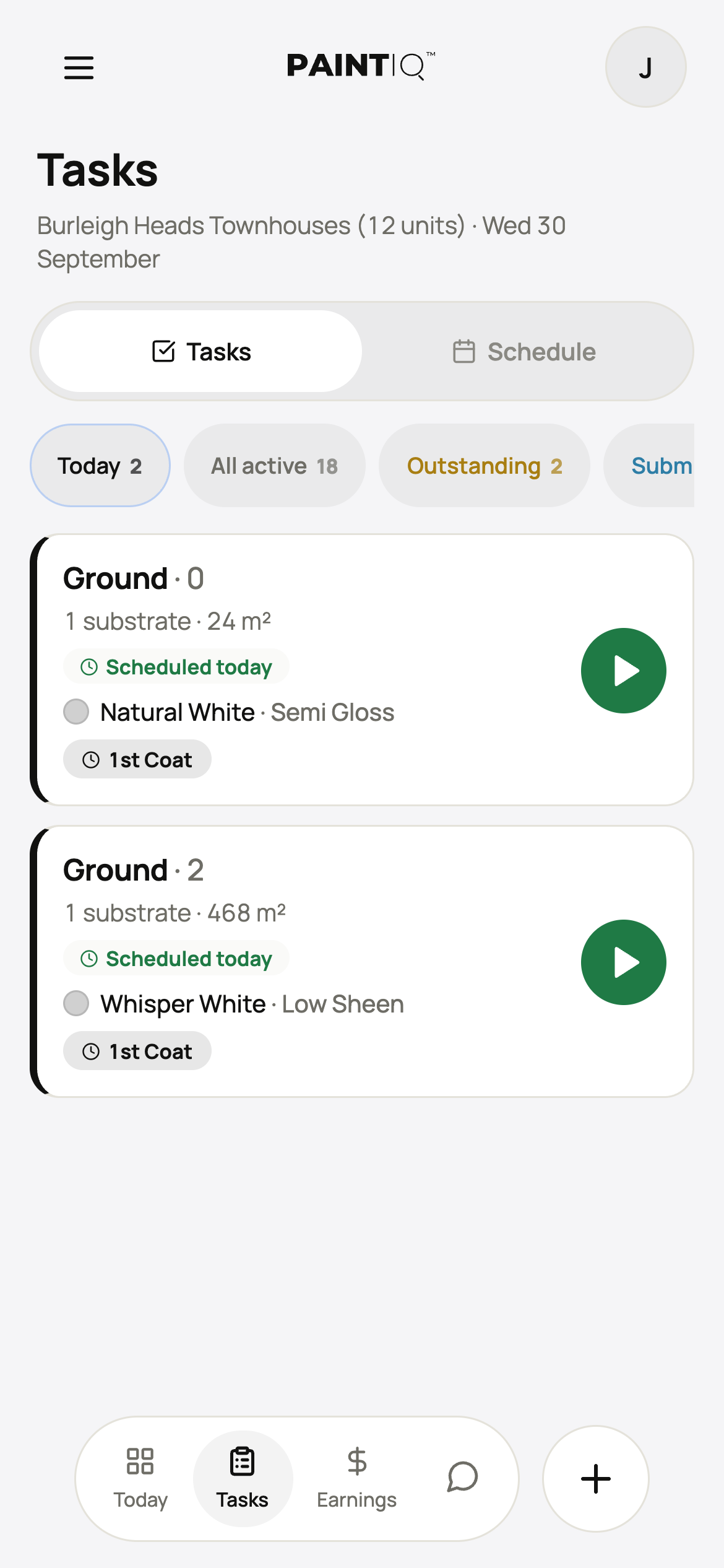 Workers App Tasks screen